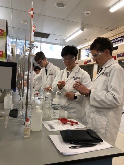 Chemistry students in the science laboratory